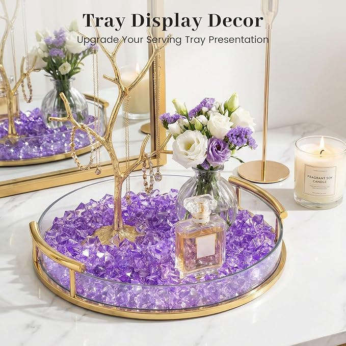 DomeStar Purple Fake Ice Rocks, 150PCS Acrylic Gems Crystals Plastic Diamonds Centerpiece for Vase Fillers DIY Craft Wedding Party Table Scatter Decorations