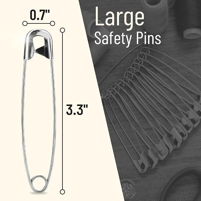 Mr. Pen- Large Safety Pins, 3.3 Inch, 50 Pack, Silver