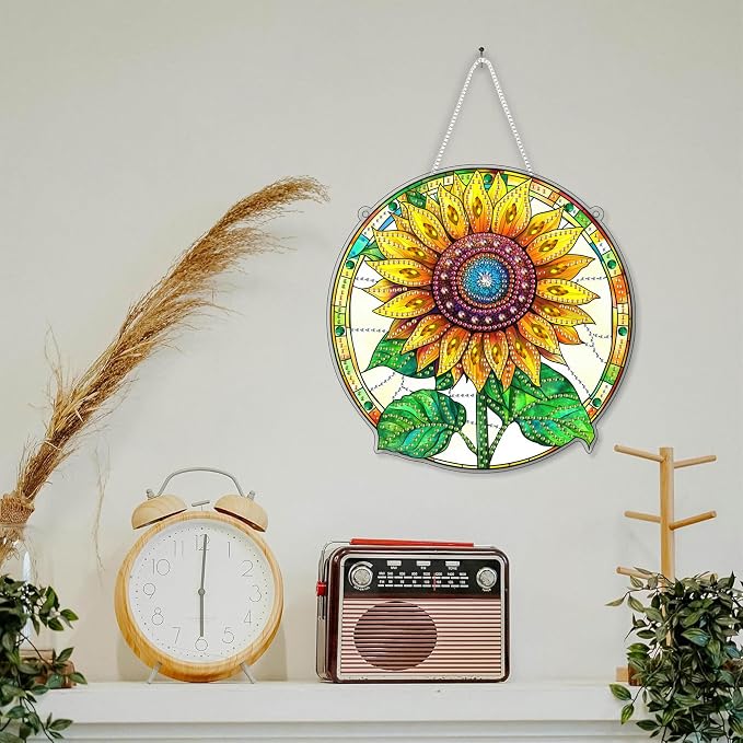 SKRYUIE Sunflower Hanging Pearl Diamond Art Kits for Adults Suncatcher A58
