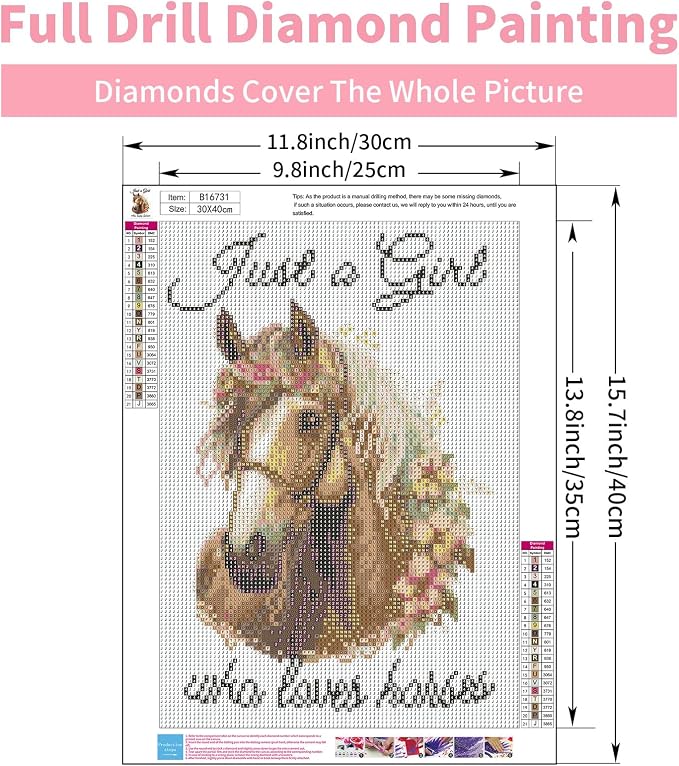 GEEHEIY Diamond Art Kits for Adults, 5D Floral Horse Diamond Painting Kit