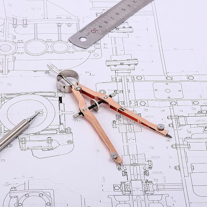 Mr. Pen- Professional Compass for Geometry, Extra Lead | Metal Compass Drawing Tool for Students, Drafting and Engineering, Technical Drawings, Circles and Geometry Projects