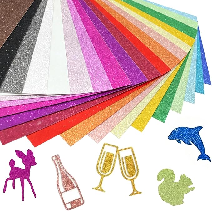 40 Sheets A5 Glitter Cardstock, 20 Colors, Greeting Card, Scrapbook, DIY