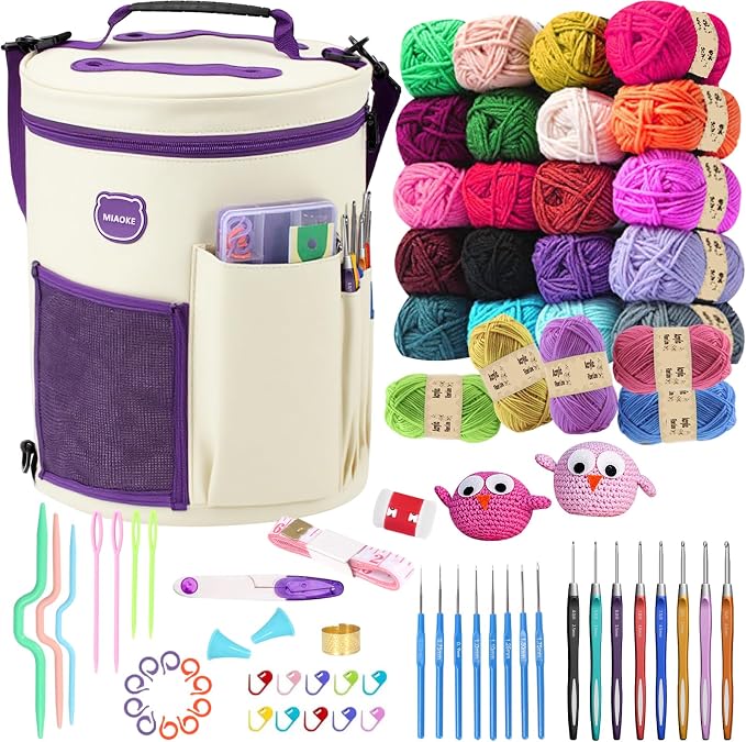 79Pc Crochet Kit, Crocheting Starter Kits with Waterproof Bag & Accessories