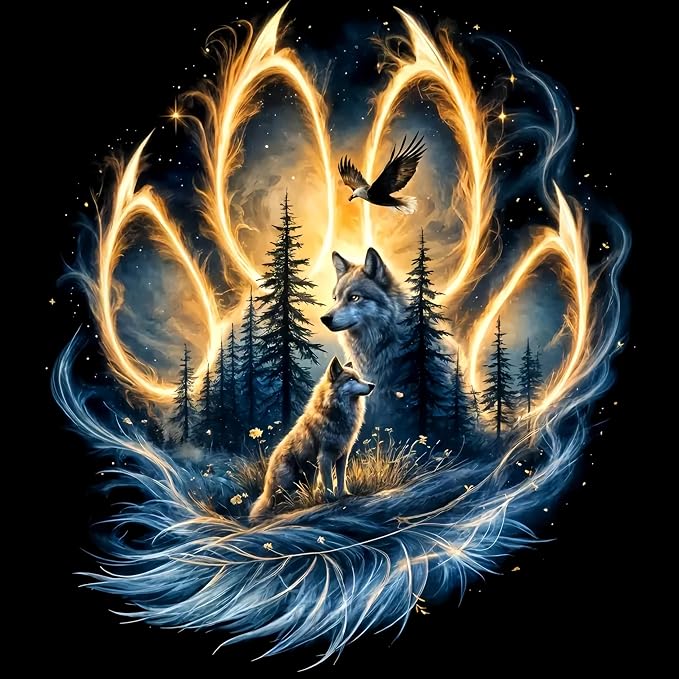 Wolf Diamond Art Kits for Adults, 5D Diamond Painting for Adult Beginners | DIY Full Drill Round Gem Painting Dot Art for Adults, Home Wall Decor 13.78x13.78 Inch