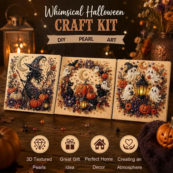 Halloween Ghost Pearl Art DIY Kit (Witch)