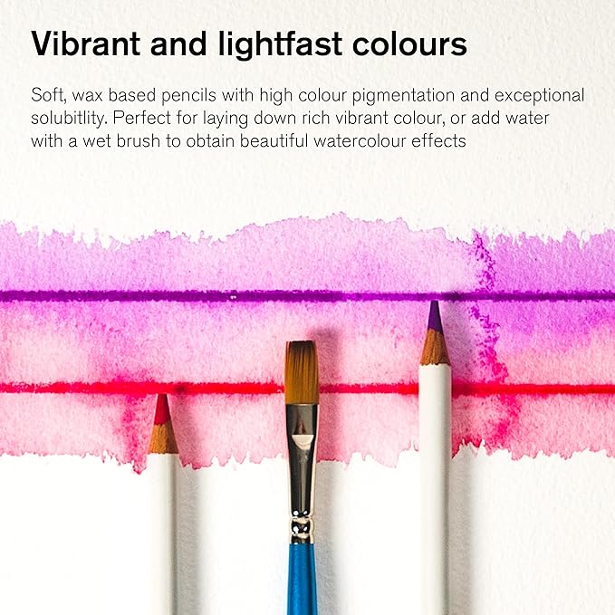 Winsor & Newton Studio Collection, Watercolor Pencils, Set of 12 | Highly pigmented, Wax-Based, Can be Used Wet/Dry, Add Water & Brush to Create Painterly Effects, Break-Resistant Points.
