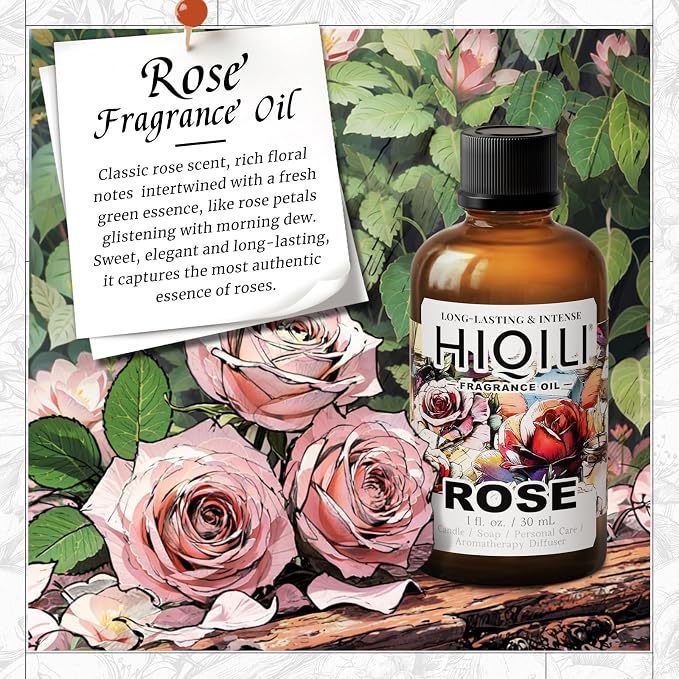 HIQILI Rose Fragrance Oil for Perfume Making, DIY Skin Product - 1 Fl Oz