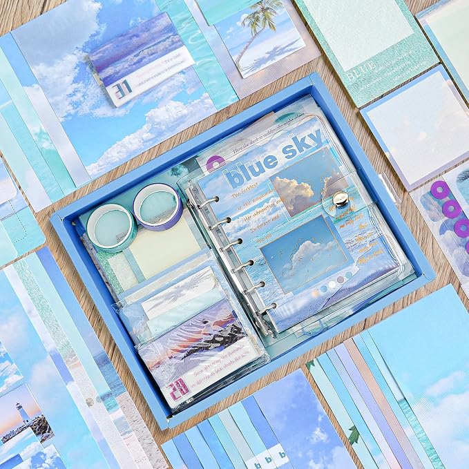 Scrapbooking Supplies Kit, A6 Grid Notebook, Vintage Junk Journaling Kit