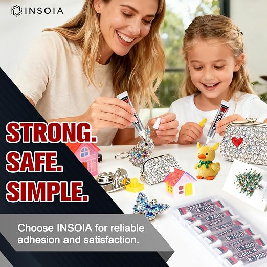 INSOIA Bedazzling Glue B7000 Clear, 12 x 15ml Precision Tip