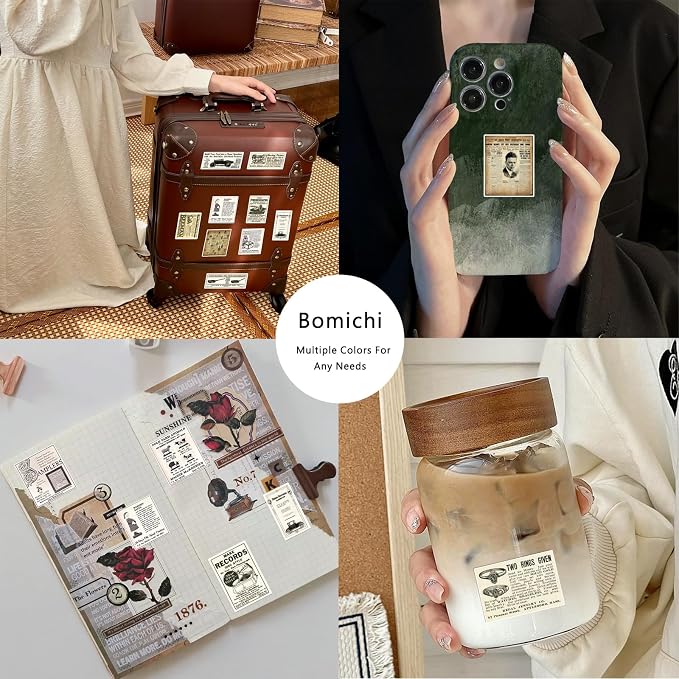 Bomichi Vintage Stickers for Scrapbooking, Retro Newspaper Stickers for Journaling, Decorative Stickers Aesthetic Vinyl Stickers for Junk Journal Diaries Collage DIY Crafts