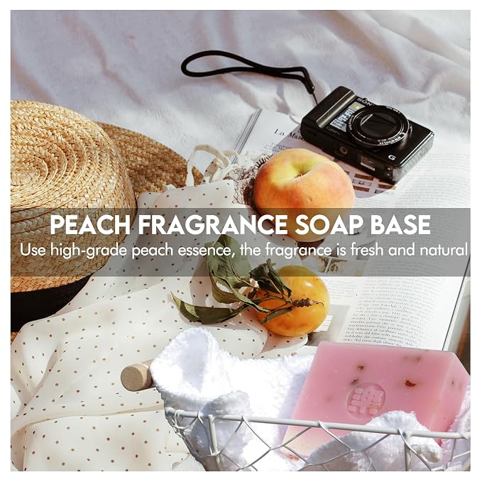 EDSRDRUS 4lb Scent Soap Base DIY Handmade with Peach & Coconut Oil, Moisturizing Melt and Pour Soap Base