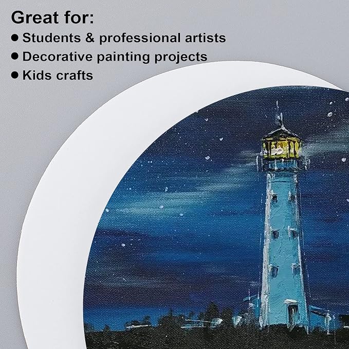 NBEADS 12 Pcs Round Painting Canvas Panels, 5.9x5.9inch Blank Canvas Drawing Boards for Oil & Acrylic Painting Students Artist Hobby Painters and Beginners, 5.9inch in Diameter