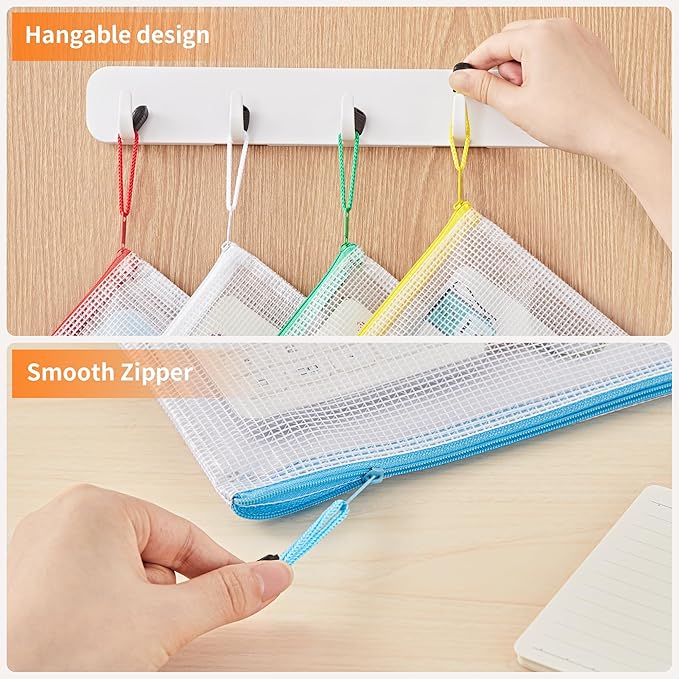 JARLINK A4 Mesh Zipper Pouch Bags, 36 Pcs Waterproof Zipper Pouch Bags