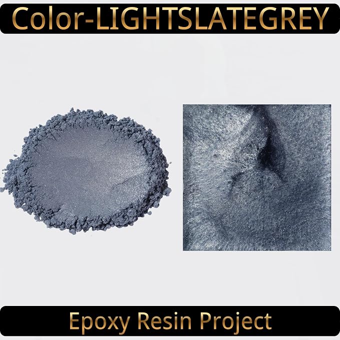 Mica Powder, Lightslategrey, 240g with Scoop, Complies with ASTM D-4236 | For Epoxy Resin, Soap, Bath Bomb, Candle| Safety Material| Odorless| Brilliant Colors