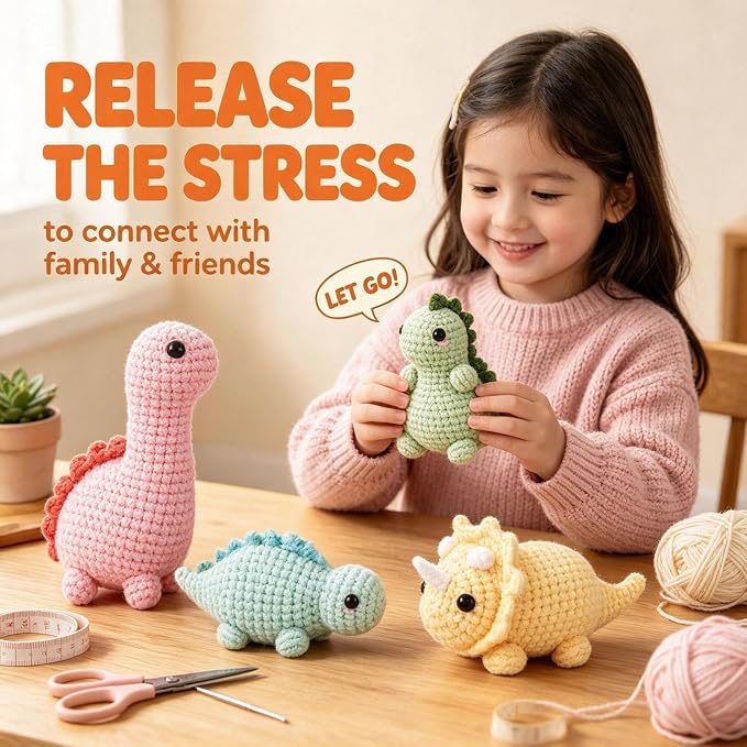 Crochetta Crochet Kit for Beginners, Crochet Starter Kits for Adults, Amigurumi Craft Knitting Crocheting Kits with Step-by-Step Video Tutorials, 6 Pc Hanging Potted Plants Family(40%+ Yarn
