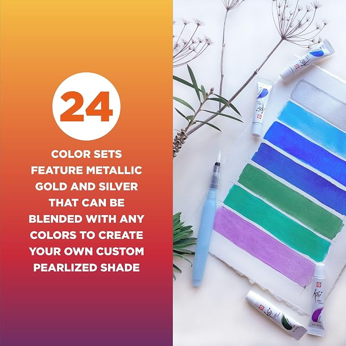 SAKURA Koi Watercolor Sets, 24 Colors, 5 ml Tubes | Fine Quality Watercolor Paint Set, Even Pigment Spread, Quick Drying, Performance Blending, Certified Non-Toxic