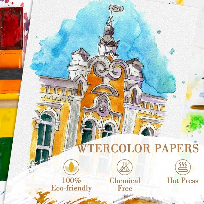 100PCS 8.5x11 Watercolor Paper Bulk, 140lb/300g Cold Press Thick Water Color Paper Pad for Child Adult, White Art Paper for Drawing Painting Markers Gouache, Textured Cotton Paper Sheets