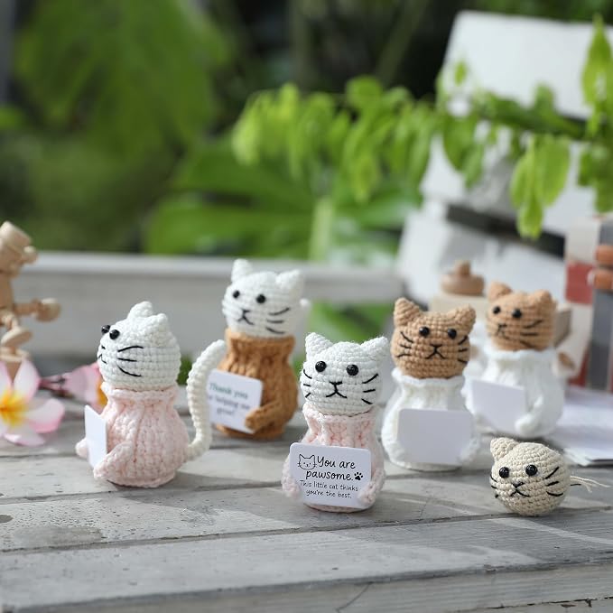 Positive Crochet Cat Animals Mothers Day Gifts Teacher Women Coworker Gifts for Women Sister Daughter Kid – “You are Pawsome” Emotional Inspirational Support Birthday Thank You Gift