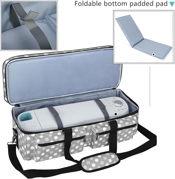 LUXJA Double-layer Bag for Cricut Explore Air (Air2) and Maker, Gray Dots