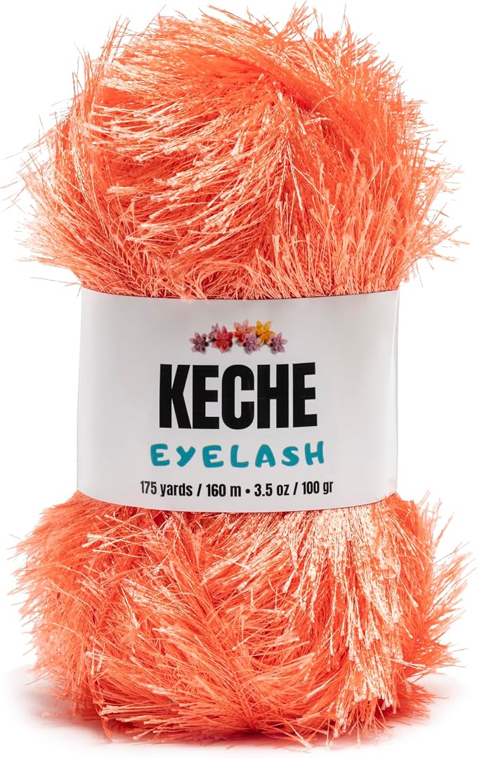 Eyelash Fun Fur Yarn - Premium Soft Crochet Yarn DIY Hand Knitting 100% Polyester 175 Yds 3.53 Oz - Salmon