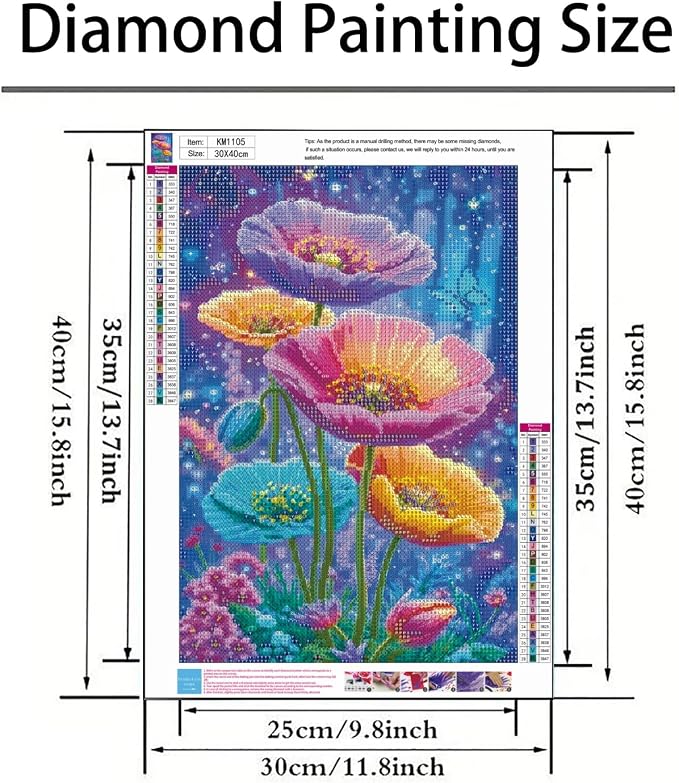 Diamond Art Kits for Adult,Dreamy Flower Diamond Painting Kit,11.8X15.8inch | 5D DIY Colorful Flower Paint by Diamonds,Relaxing Full Round Drill Dot Gem Art Painting Crafts for Home Wall Decor Beginners