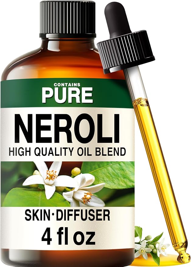 100% Pure Neroli Essential Oil 4 Fl Oz - Neroli Oil for Hair and Skin | Calming Orange Blossom Oil for Diffuser and Aromatherapy, Massage, Body Care, Non-GMO, Undiluted, with Dropper