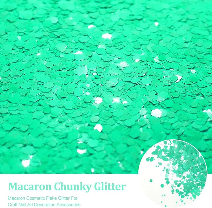 Renfio Green Chunky Glitter,1.76oz/50g Aqua Green Resin Glitter