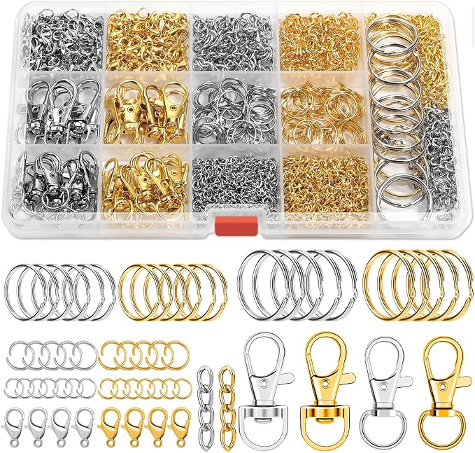 PAXCOO Keychain Making Kit, Keychain Craft Supplies Including Key Chain Hooks, Lobster Clasps, Key Rings and Jump Rings for Key Chain Making and Jewelry Making
