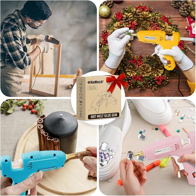 RoMech 60/100W Dual Temp Hot Glue Gun and Sticks Set, Full Size with Case