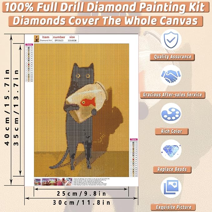 Black Cat Diamond Art Kits for Adults Diamond Painting Kit for Beginner