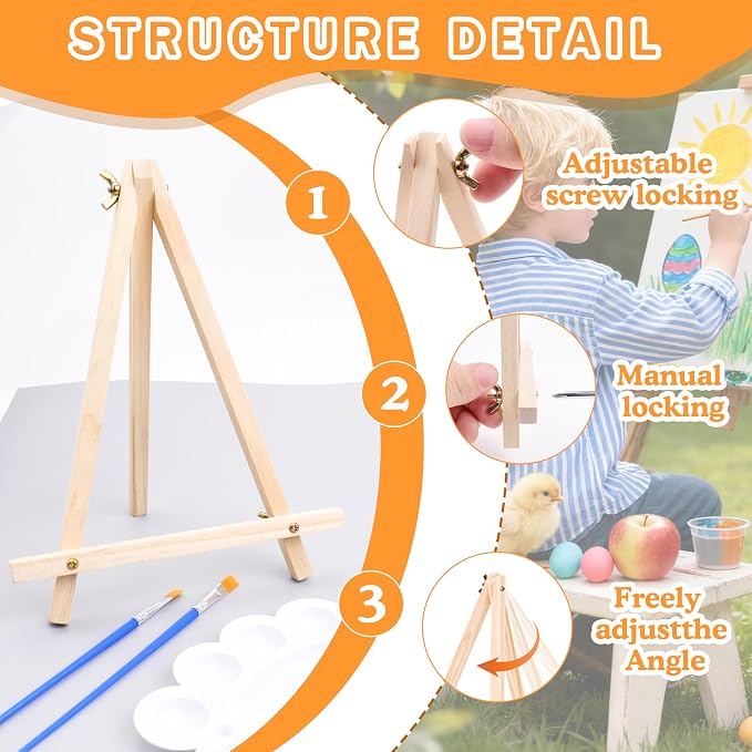 15 Pack 9 Inch Wood Easels, Tripod, Table Top Easels for Painting, Art Crafts Painting Party Easel, Student Tabletop Easels Stand for Painting, Portable Mini Canvas Photo Picture Sign Holder