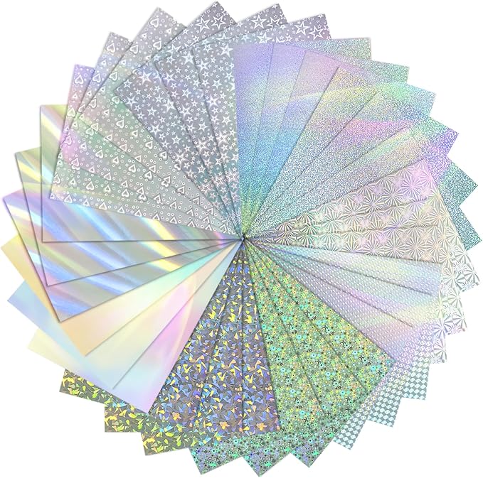 30 Sheets Holographic Cardstock Paper Sheets 250gsm/92lb 6×8inch