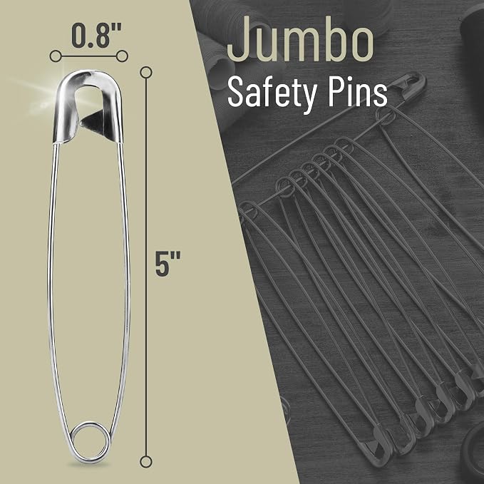 Mr. Pen- Extra Large Safety Pins, 5 Inch, 5 Pack, Silver