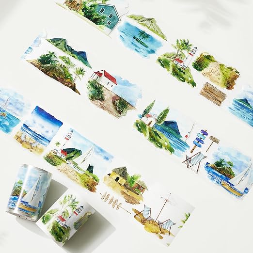 WT Pre-Cut Summer Bliss Transparent PET Tape for Journaling & Scrapbooking