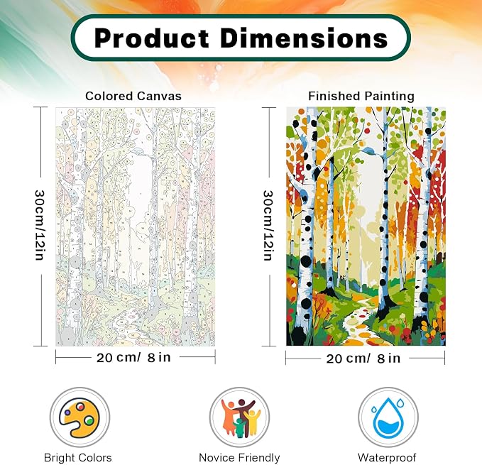 Paint by Numbers Kit for Adults Beginner & Kids Age 8-12 with Wooden Frame, Easy Adult Paint by Number Kits on Canvas, DIY Acrylic Watercolor Oil Paint by Number for Adults for Home Decor 8x12 Inch