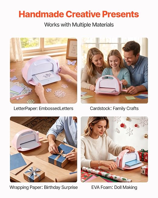VEVOR Manual Die Cutting and Embossing Machine, 9" Opening, Portable Die Cut Machine Set with Cutting Dies, Embossing Folders, Paper Sheets, Cutting Plates, for Scrapbooking, Card Making, Crafting