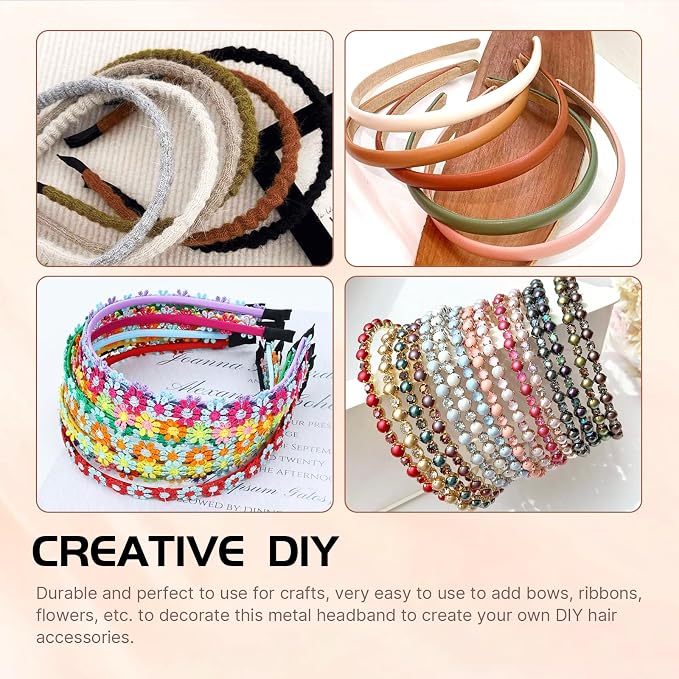 Dizila 30 Pack 0.5cm/0.2" Smooth Plain Blank DIY Craft Silver Thin Metal Headbands Frame Base Wire Hair Bands Accessories for Women Men Girls Teens Kids