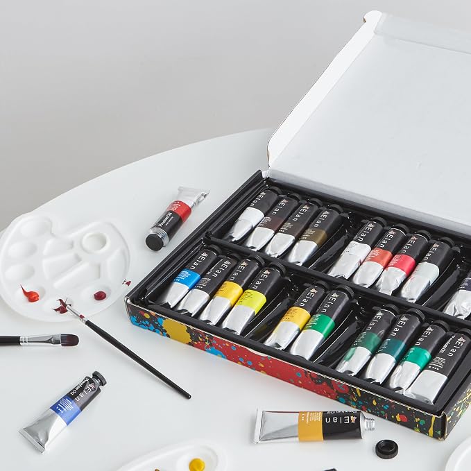 Elan Professional Oil Paint Set, 24 Vibrant Colors Tubes 1.7fl oz, Oil Paints for Canvas Painting, Art Paints for Adults & Artists