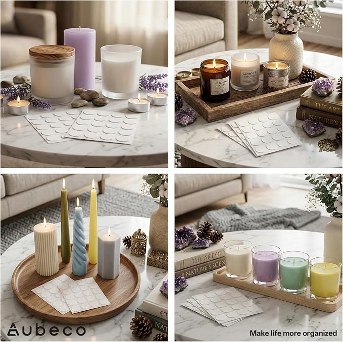 240Pcs Candle Making Wick Stickers, Double Sided, White | Heat Resistance, Secure Hold, Wick Holders for DIY Home Craft Projects and Gifts