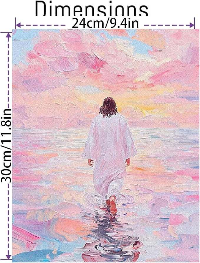 VIGEGU Beach Paint by Numbers Kit for Adults Beginner with Framed | Jesus Easy Adult Paint by Number Kits on Canvas DIY Painting for Beginners Art by Numbers for Home Wall Decor 10x12 Inch