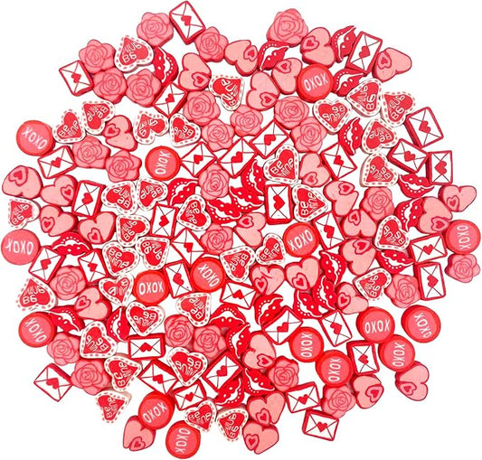 100 Pcs Valentine's Day Polymer Clay Beads Mixed Heishi Spacer Beads Supplies for DIY Bracelet Earring Necklace Jewelry Making