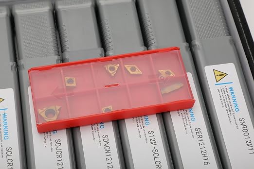 Indexable Lathe Turning Tool 21Pcs Kit 1/2'' 12mm Shank 7 Pcs Metal Lathe Tool Holder Set with 14 Pcs Turning Inserts for Turning Grooving Threading Boring Carbide Inserts Carbide Turning Tool