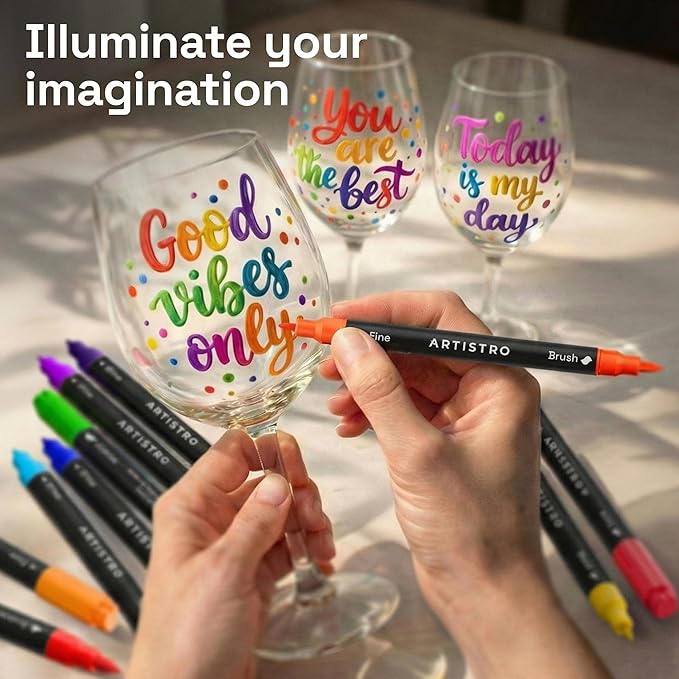 ARTISTRO 24 Glass Acrylic Paint Marker Pens - Glass Painting Kit