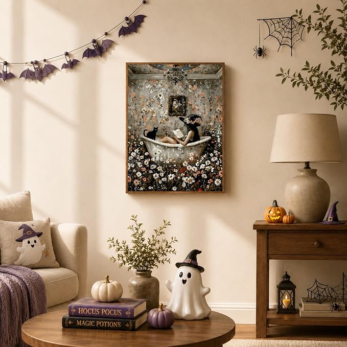 TELMOXA Halloween Paint by Numbers Kit for Adults, 16x16 in | Witch Paint by Numbers, Acrylic Oil Painting, Colored Canvas, Painting Kit, DIY Craft Kits, Gifts, Home Wall Decor