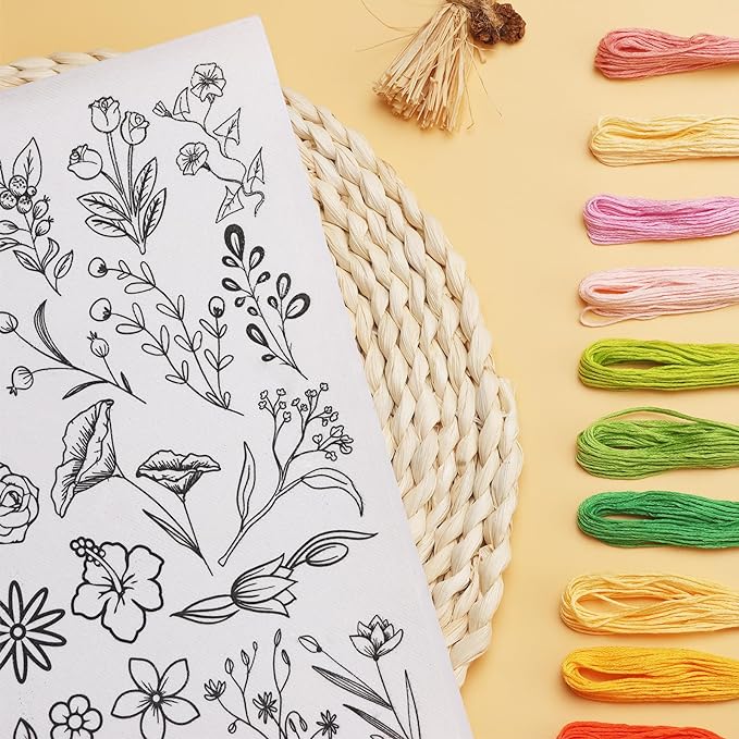 Patemby 50Pcs Embroidery Pattern Water Soluble Embroidery Stabilizers, Stick and Stitch Embroidery Paper Wash Away with Pre-Printed Pattern Designs Stencils Transfers for Hand Sewing Lover Beginner