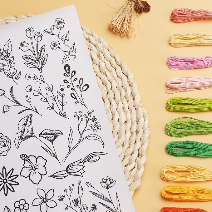 Patemby 100Pcs Embroidery Pattern Water Soluble Embroidery Stabilizers, Stick and Stitch Embroidery Paper Wash Away with Pre-Printed Pattern Design Stencils Transfer for Hand Sewing Lover Beginner