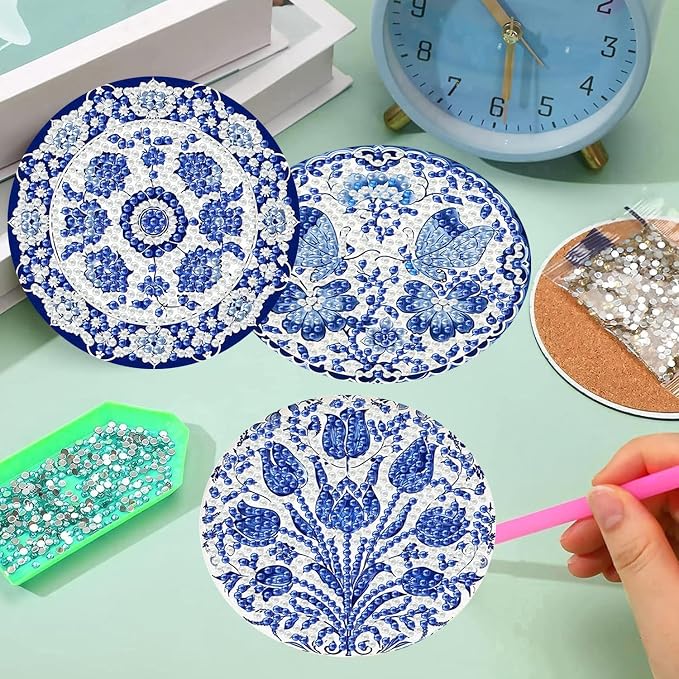 6 Pack Diamond Art Coasters Kits for Adults - Diamond Painting Coasters Kit