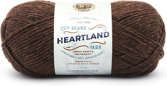 Lion Brand Yarn Heartland Yarn, Worsted-Weight Yarn for Knitting, Crocheting, and Crafting, 1 Pack, Sequoia