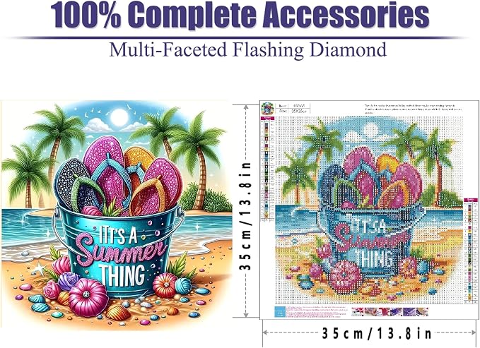 askkqtx Summer Beach Diamond Art Kits for Adults 14x14 Inch