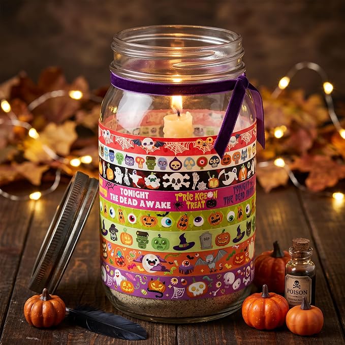 Bomichi 18 Rolls Halloween Thin Decorative Scrapbook Washi Tape Set